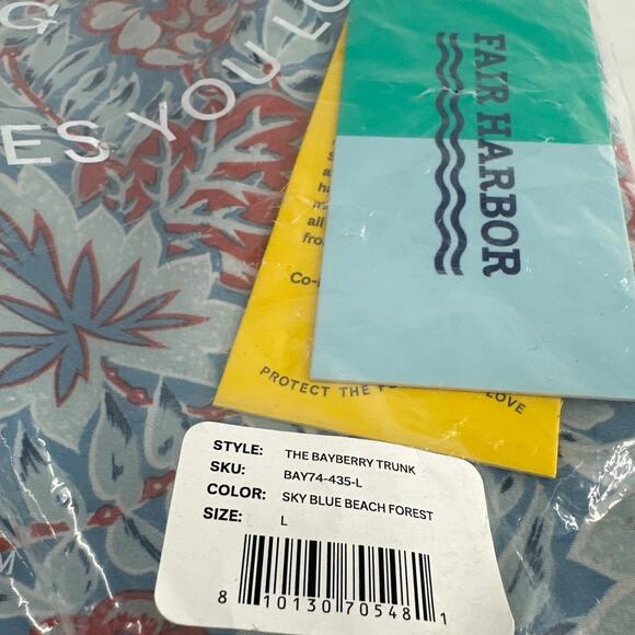 Fair Harbor Sky Blue Beach Forest The Bayberry Trunk Size L - Picture 2 of 9